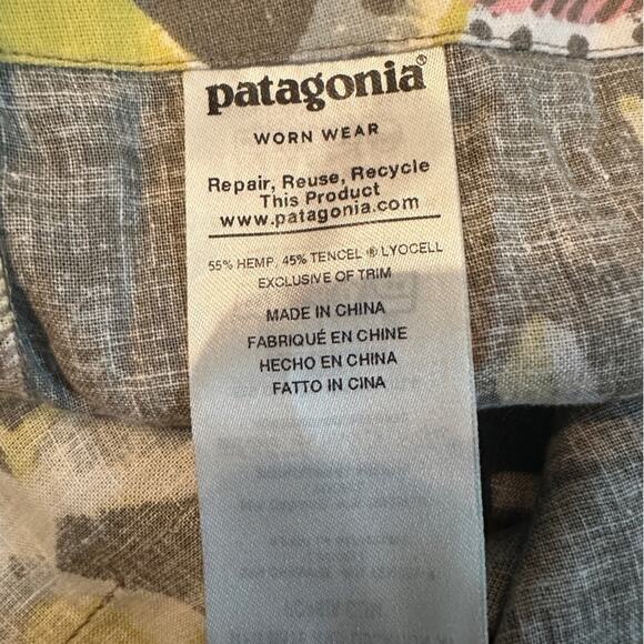 Patagonia Garden Island Palm Leaf Print Tie Waist Shorts in Marrow Gray Sz L NEW - Picture 6 of 10